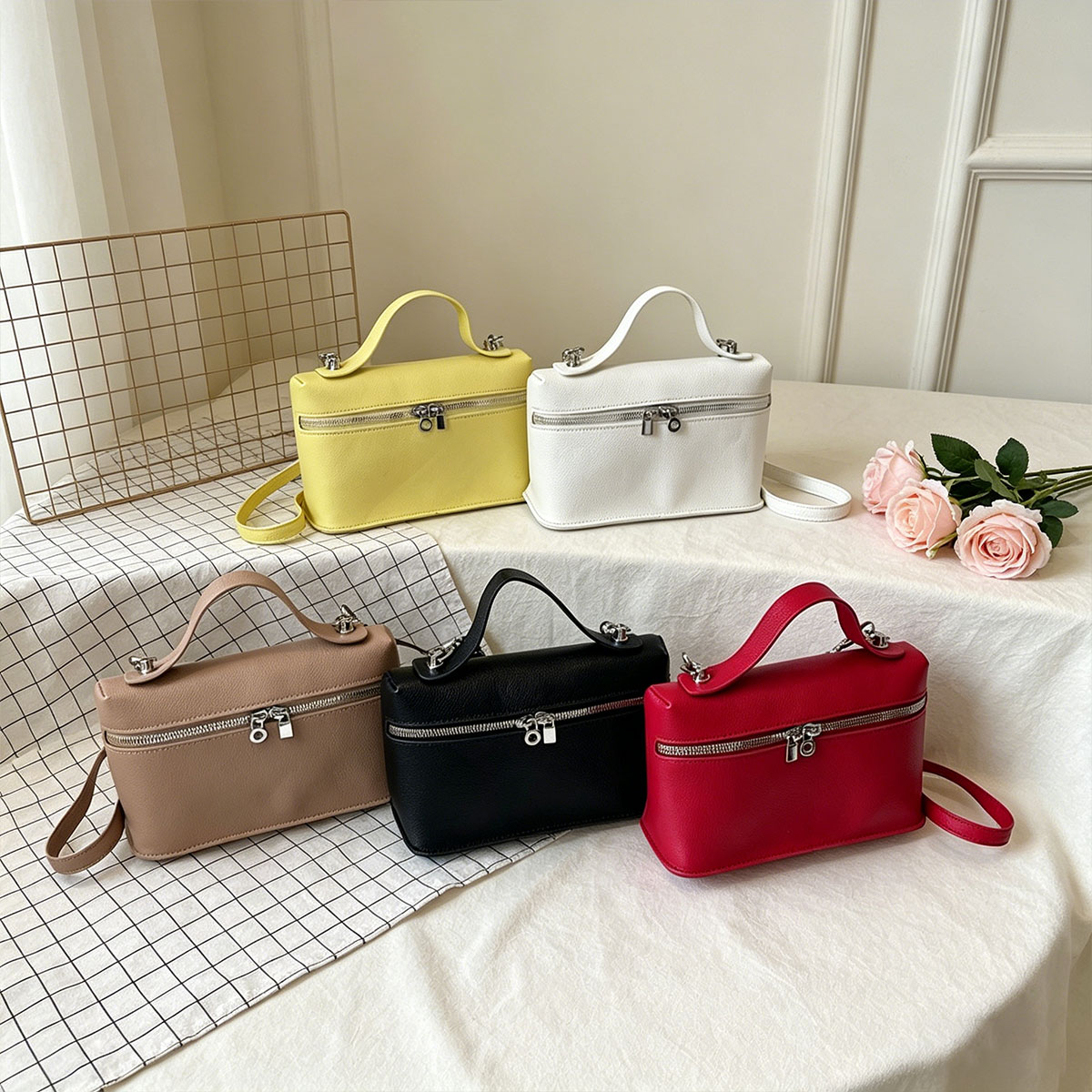 Edc Carry Bag - Minimalistische trendtas, effen kleur, litchi-patroon, draagbare