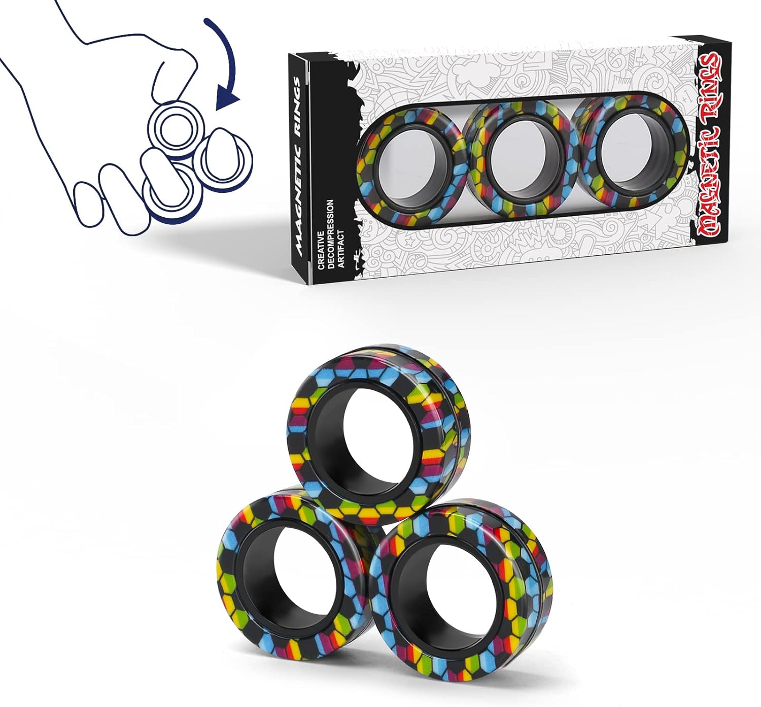Fidget Spinner Bearing - Magnetische ringen Fidget speelgoedset Idee ADHD