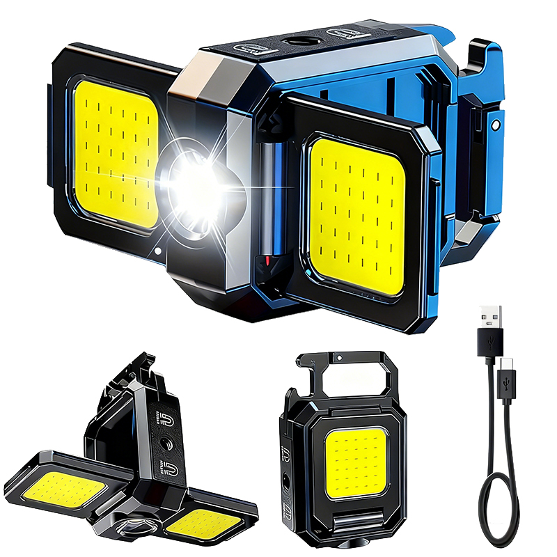 Keychain Flashlight - Mini-zaklamp sleutelhangerlicht COB-werklamp USB oplaadbare lamp