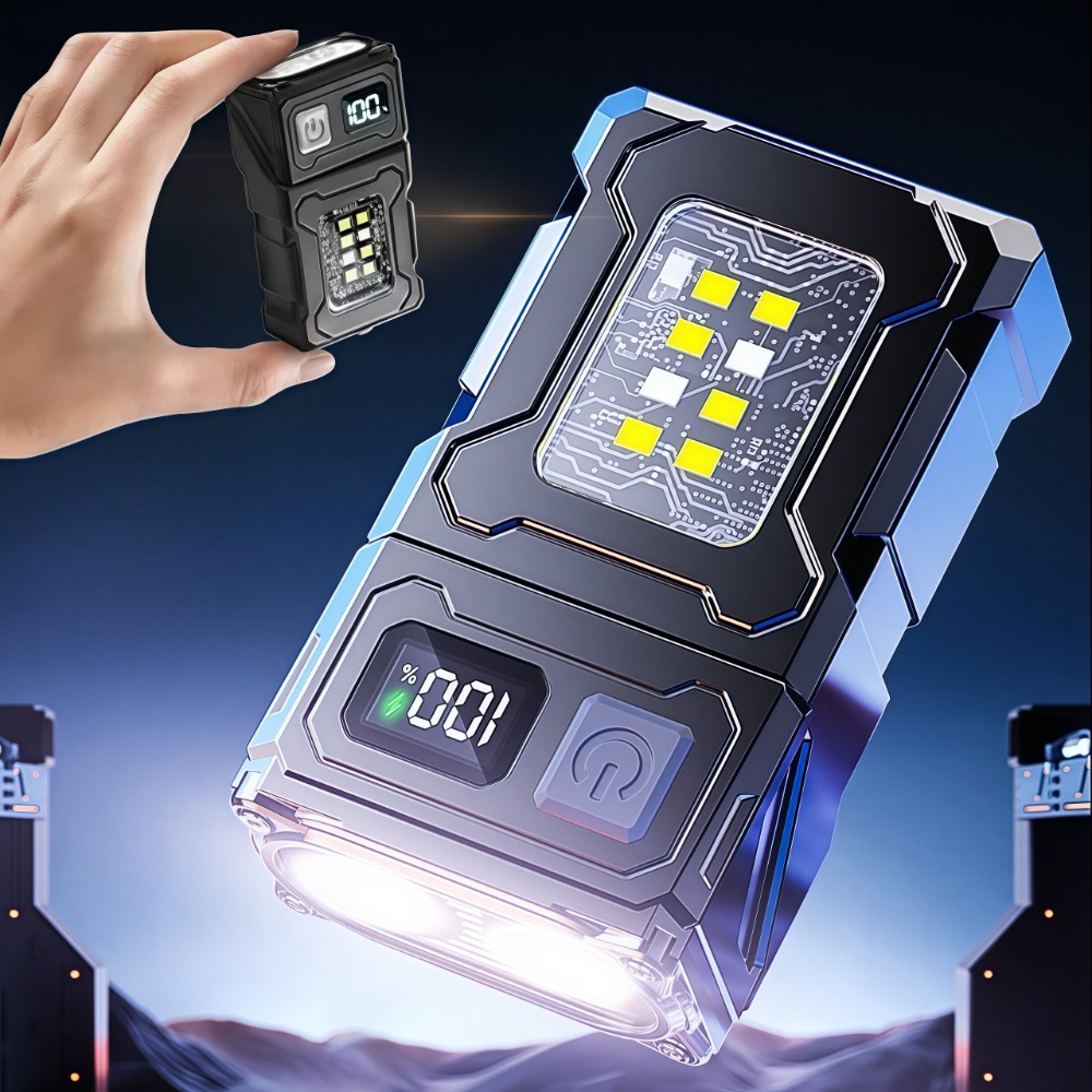 Keychain Flashlight - Oplaadbare mini LED-zaklamp Magnetische clip-on werklamp