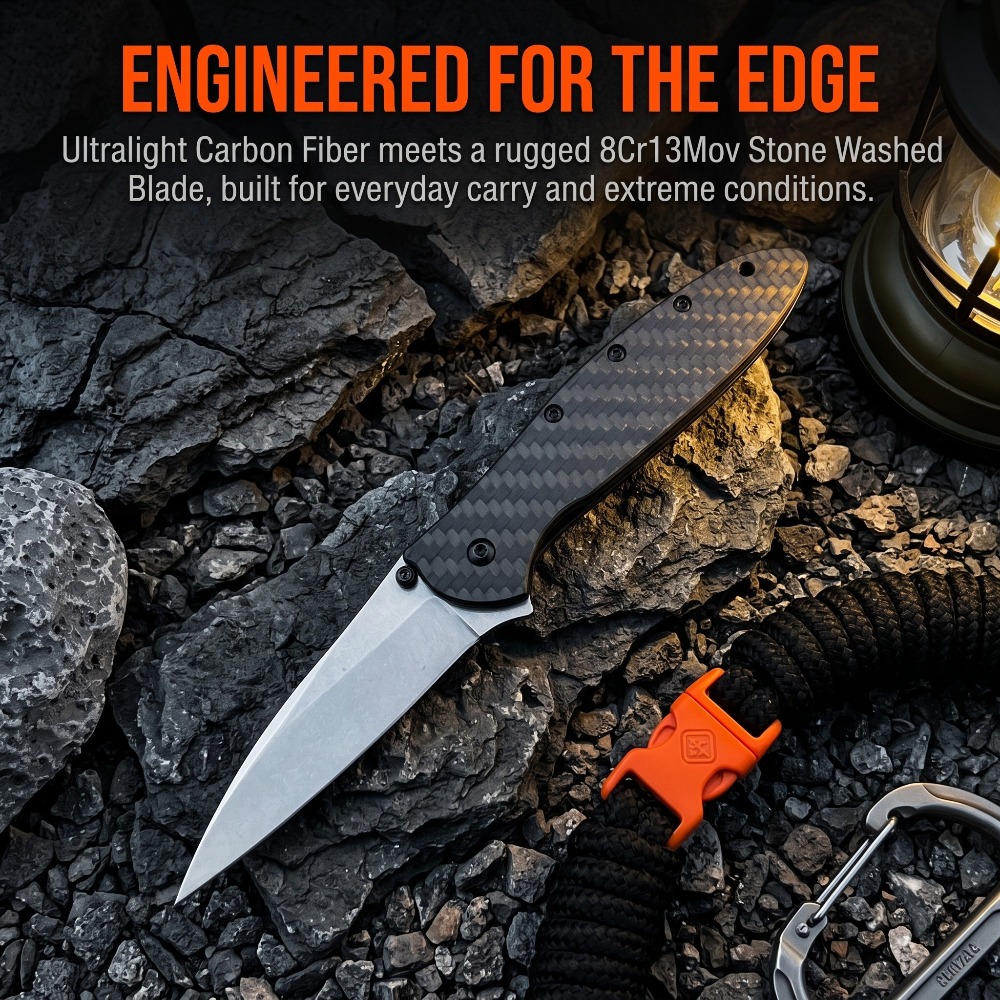Edc Carry Pocket Knife - 1660 Everyday Carry Vouwmes met Carbon