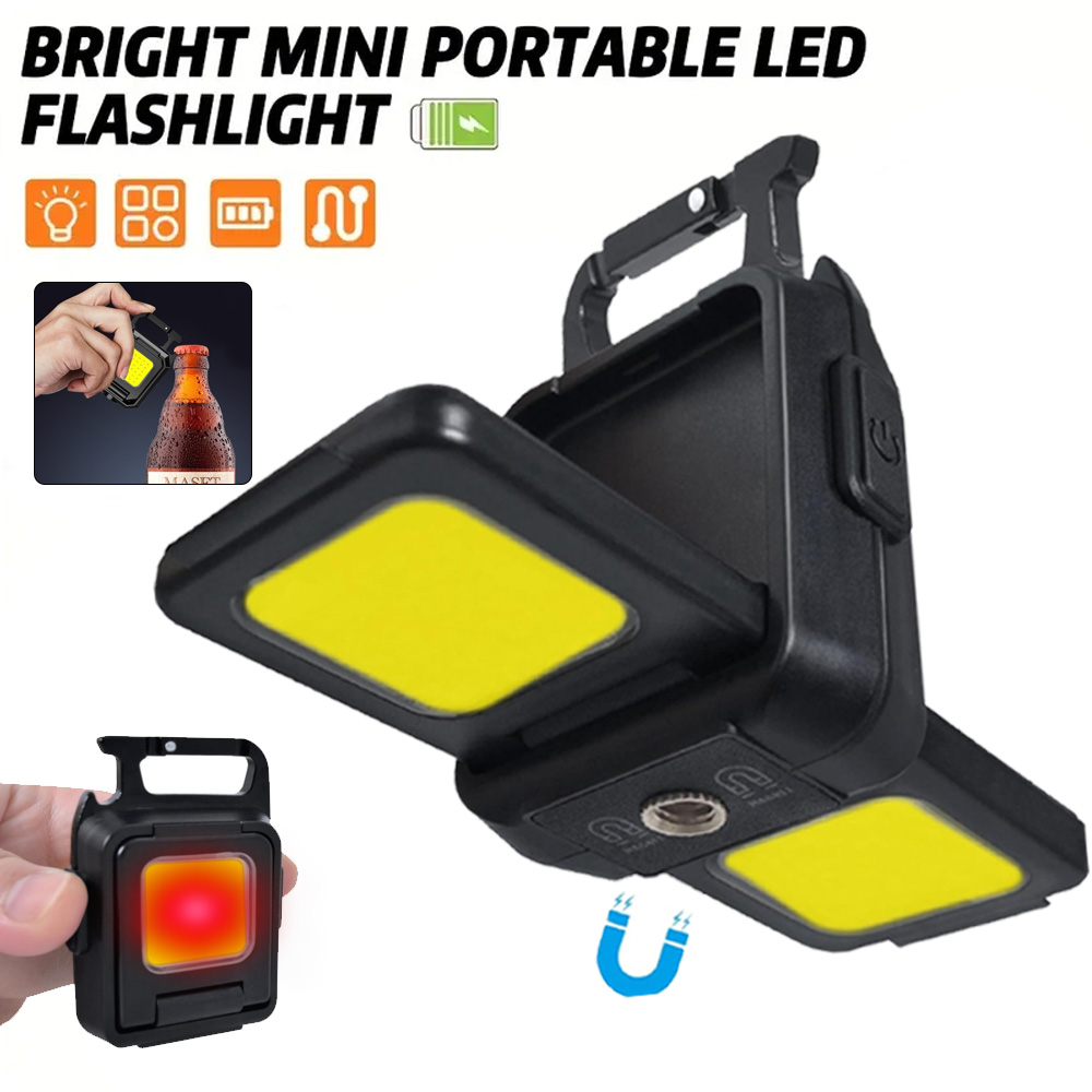 Keychain Flashlight - Mini-zaklamp sleutelhangerlicht COB-werklamp USB oplaadbare lamp