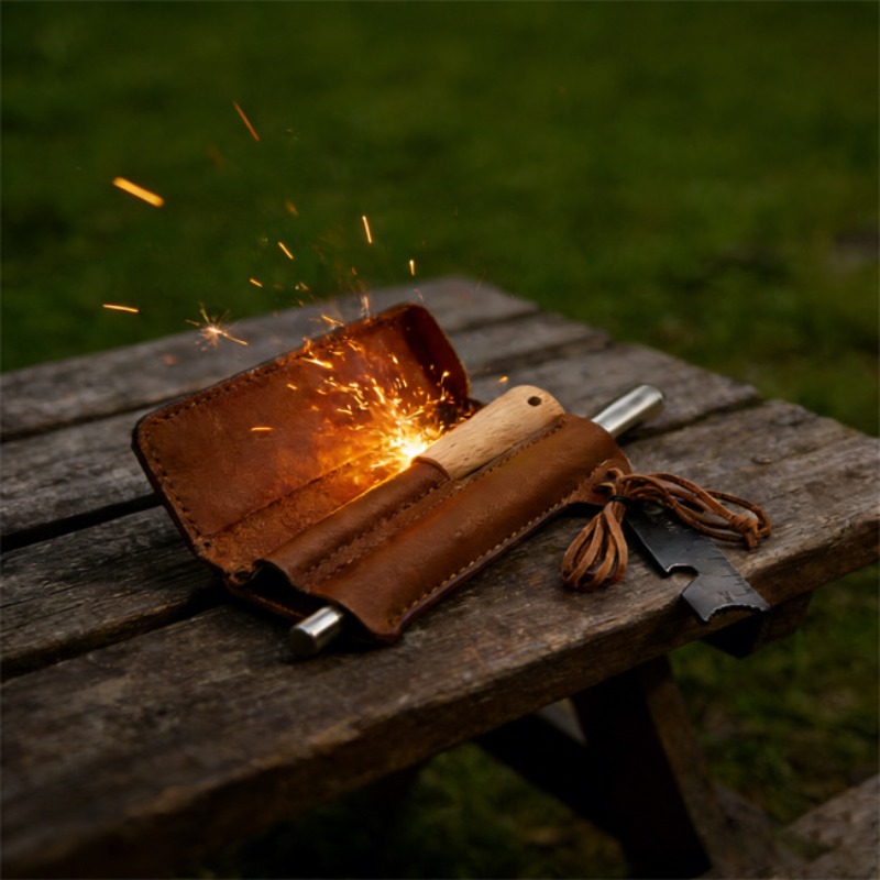 Leren hoesje outdoor survival  - Ferro Rod Striker recensie en prijs